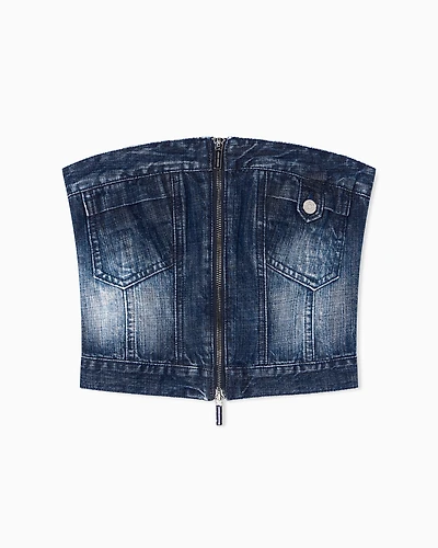 Indigo denim zip top
