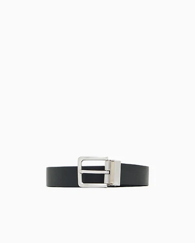 Leather belt with logo