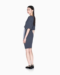 Ribbed midi dress with belt
