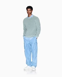 Striped Texture Crew Neck Sweater