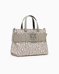 Large tote bag with double handles and shoulder strap