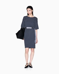 Ribbed midi dress with belt