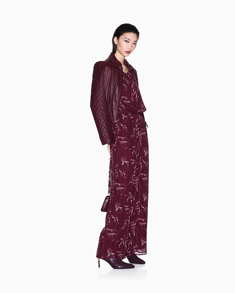Chiffon jumpsuit with foliage print