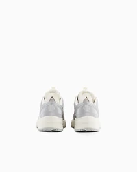 Armani Exchange - Chunky sneakers with a mix of materials, Man, Silver, Size: