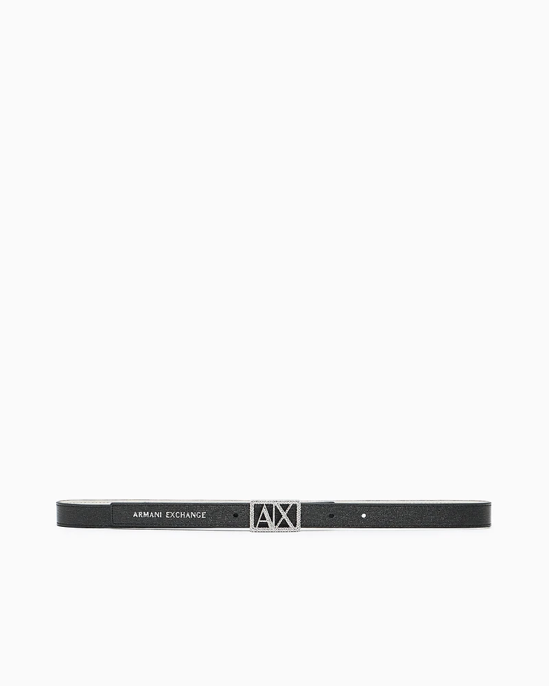 Reversible belt with rhinestones
