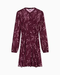 Foliage Print Chiffon Midi Dress