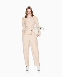 Jacket with off-center buttons
