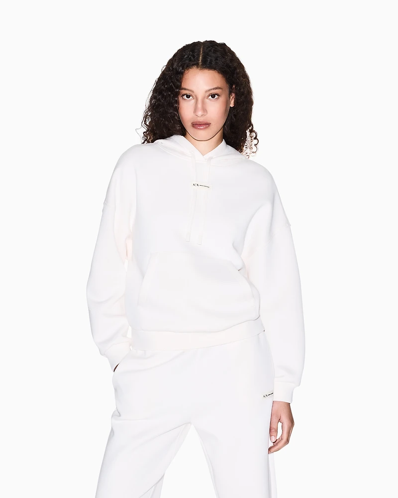 Armani Exchange - HOODED LOGO SWEATSHIRT, Woman, White, Size: