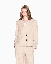 Jacket with off-center buttons