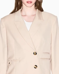 Jacket with off-center buttons