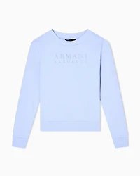 Armani Exchange - TONE ON LOGO LETTERING CREWNECK SWEATSHIRT, Woman, Light Blue, Size: