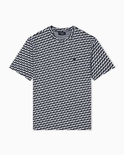 Emporio Armani - ASV Icon jacquard jersey jumper with op-art motif, Man, White, Size: