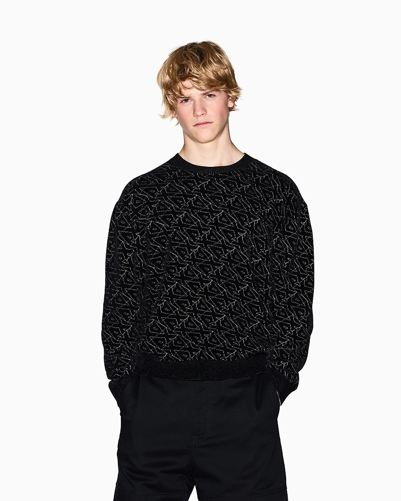 Crew neck sweater with allover logo