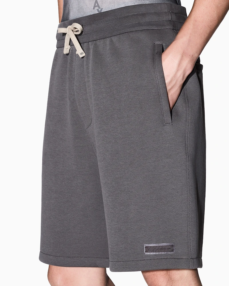 Cotton blend pique shorts
