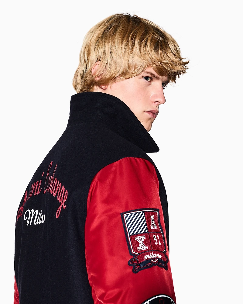 College bomber jacket with patch