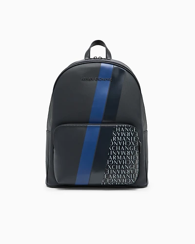 Backpack with monogram and stripes