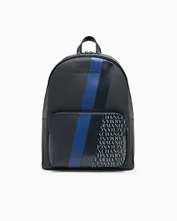 Backpack with monogram and stripes