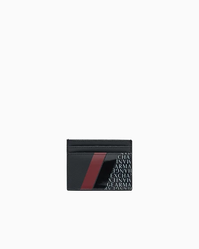 Card holder with monogram and stripes