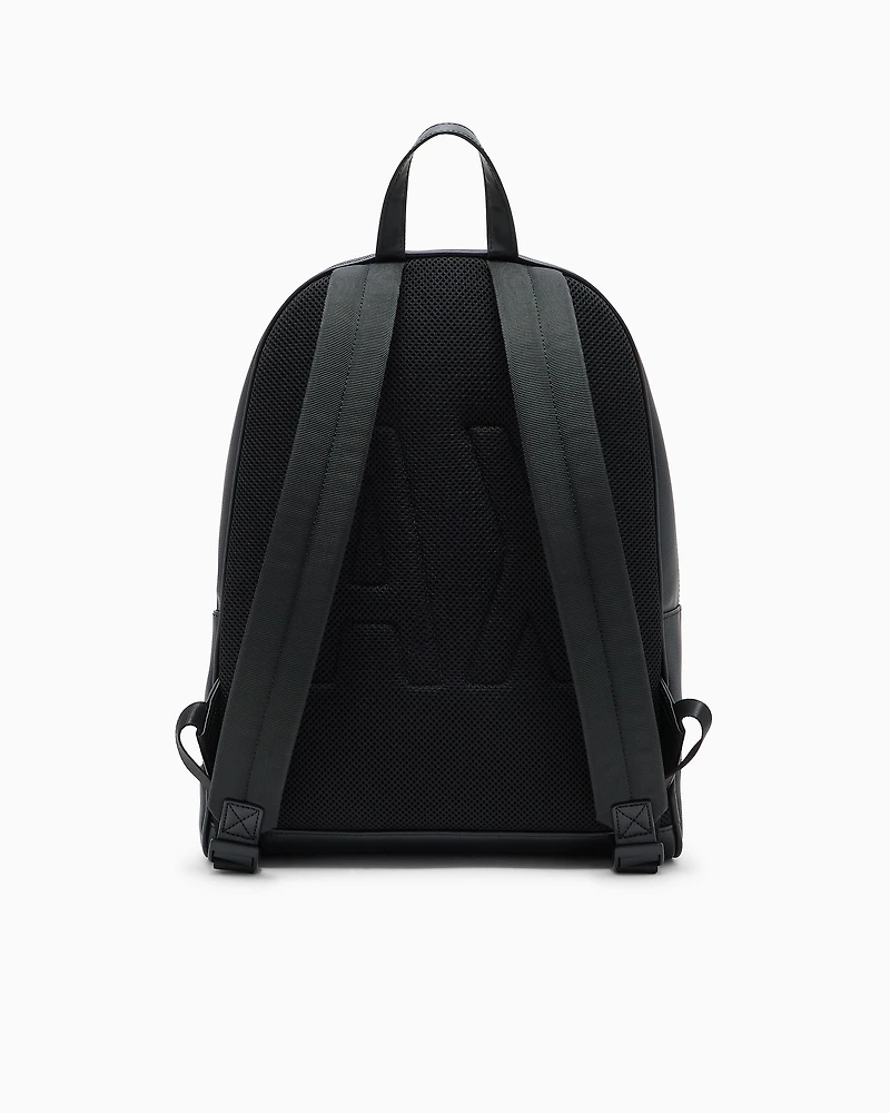 Backpack with monogram and stripes