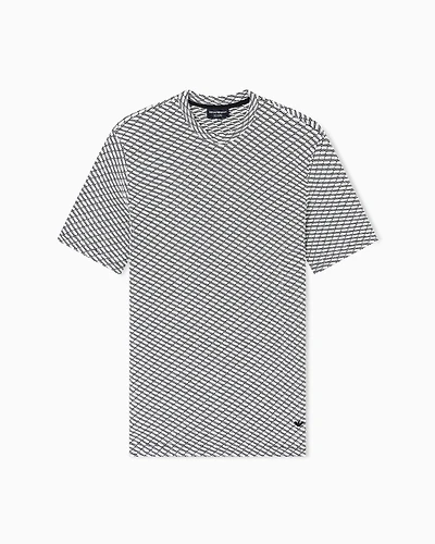 Emporio Armani - Icon viscose-blend jacquard jersey jumper with op-art motif, Man, Grey, Size: