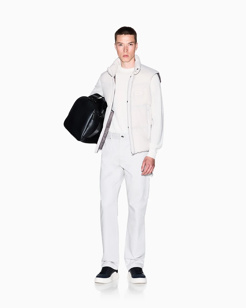 Armani Exchange - Full zip sleeveless down jacket, Man, White, Size: