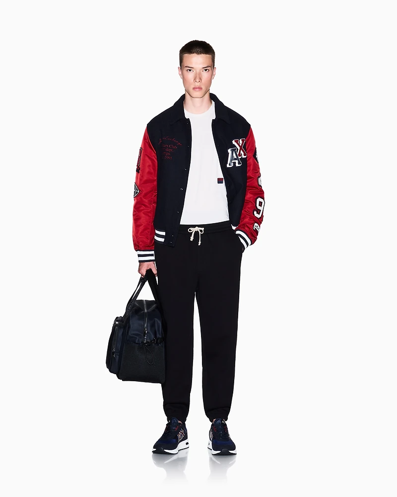 Cotton blend pique trousers