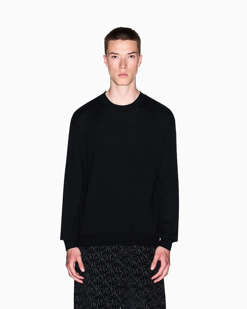 Wool blend crew neck sweater