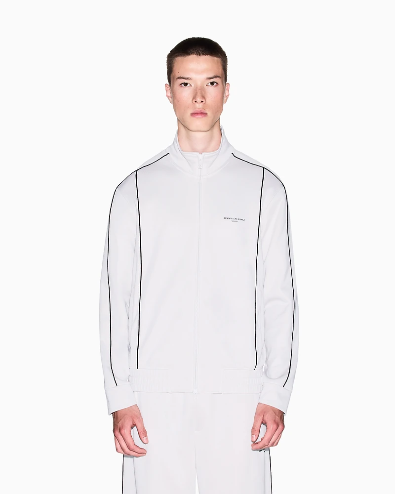 Full-zip sweatshirt with contrasting piping