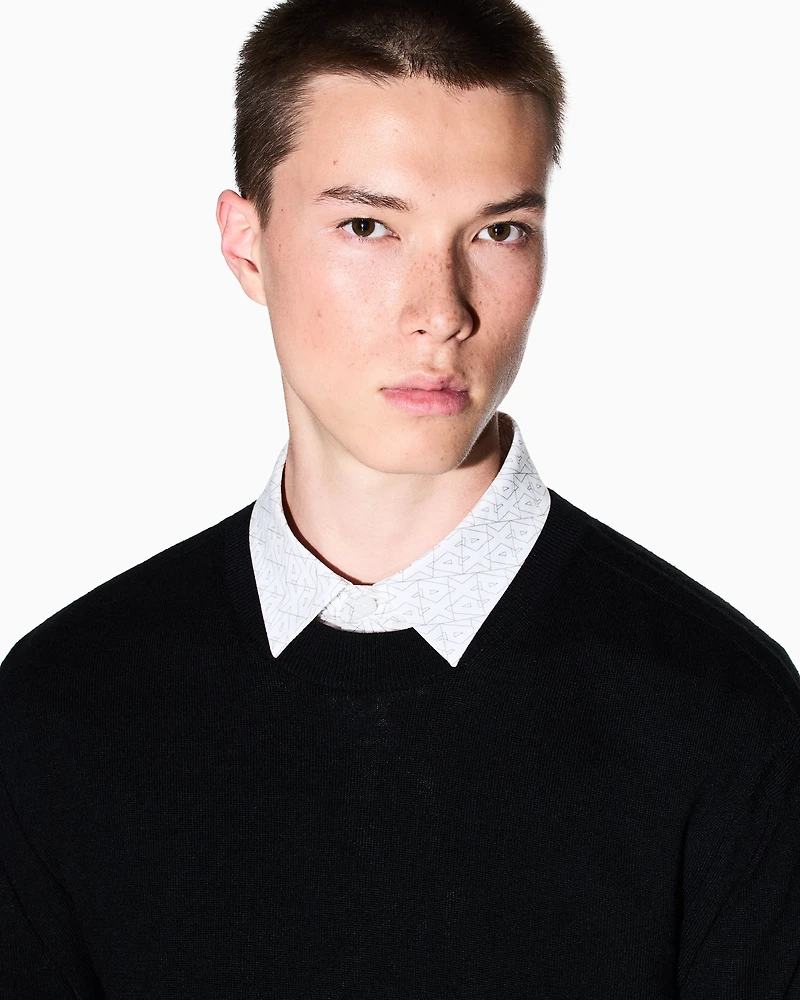 Wool blend crew neck sweater