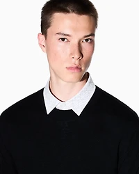 Wool blend crew neck sweater