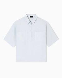 Emporio Armani - Pure linen shirt with partial zip, Man, Grey, Size: