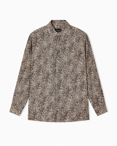 Emporio Armani - Fluid-fabric shirt with animal print, Man, Patterned, Size: