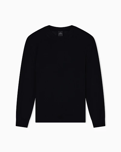 Armani Exchange - Wool blend crew neck sweater, Man, Black, Size: