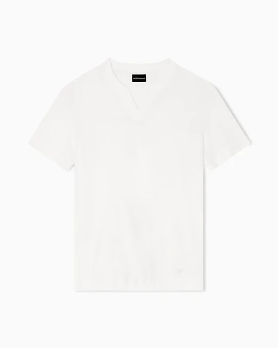 Emporio Armani - ASV Lyocell T-shirt with V notch, Man, White, Size: