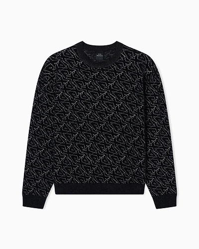 Crew neck sweater with allover logo