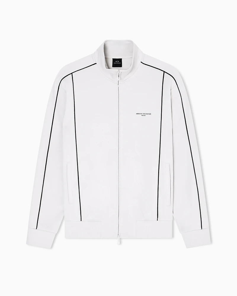 Full-zip sweatshirt with contrasting piping