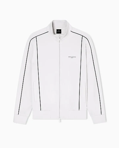 Full-zip sweatshirt with contrasting piping