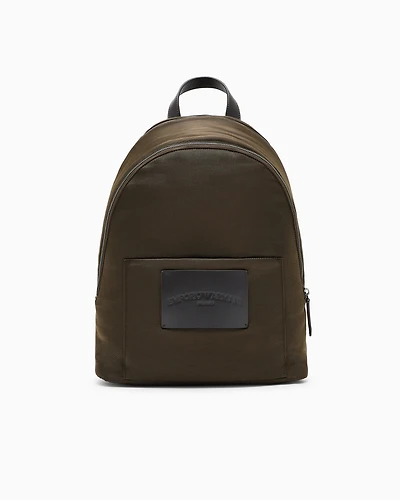 Emporio Armani - Padded nylon round backpack, Man, Green, Size: TU