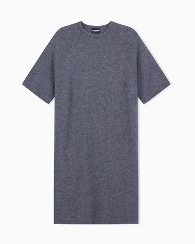 Emporio Armani - Winter Urbanism capsule collection long dress with kimono sleeves, wool and cashmere, Woman, Grey, Size: