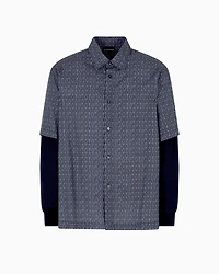 Emporio Armani - ASV comfort-fit printed Lyocell-blend shirt with a two-piece effect, Man, Blue, Size:
