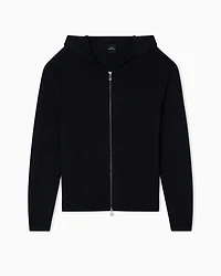 Wool Blend Zip Up Hooded Cardigan