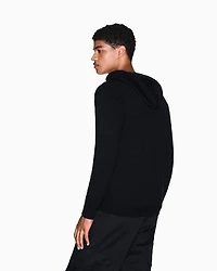 Wool Blend Zip Up Hooded Cardigan