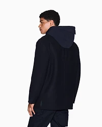 Double-breasted pea coat with hood