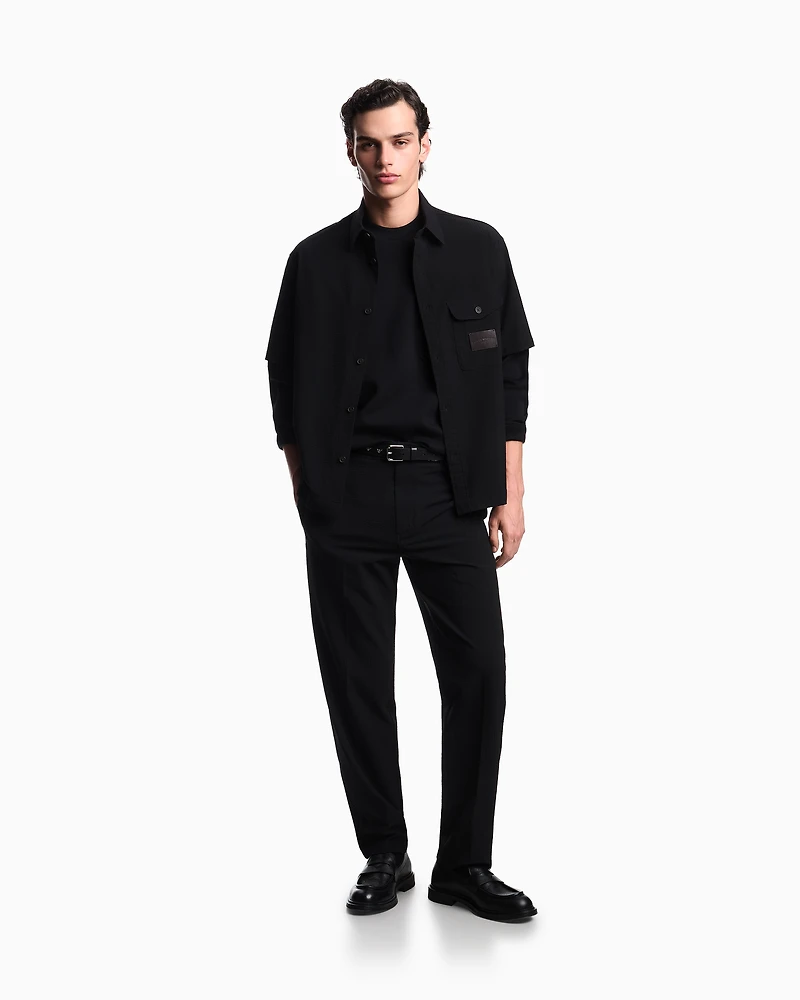 Emporio Armani - Nylon seersucker chinos, Man, Black, Size: