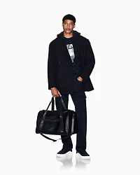 Double-breasted pea coat with hood