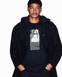 Double-breasted pea coat with hood