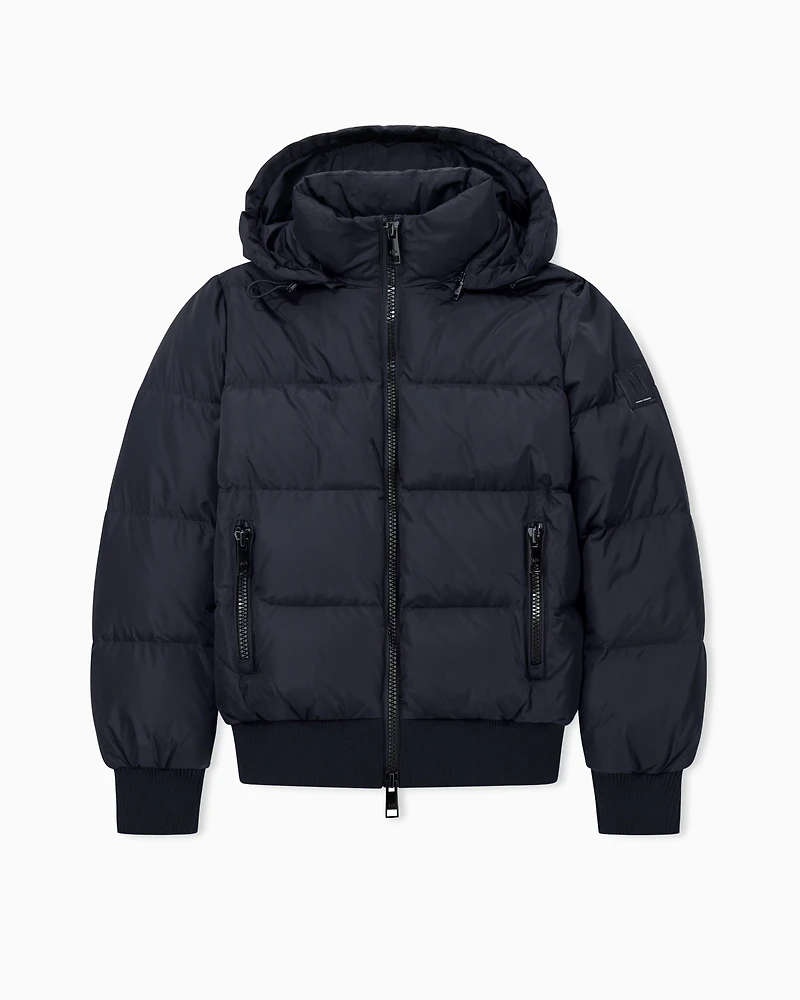 Quilted hooded down jacket