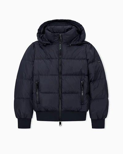 Quilted hooded down jacket