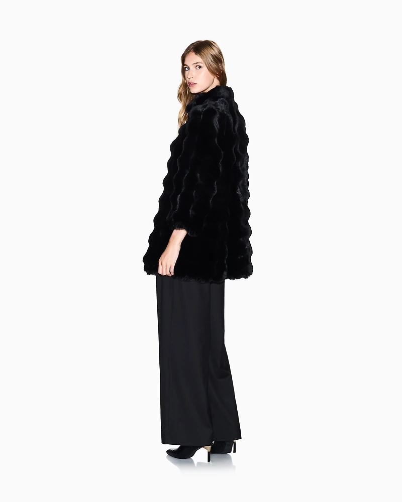 Faux fur jacket with waves