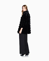 Faux fur jacket with waves